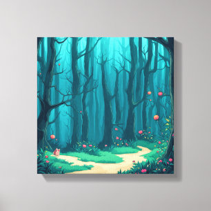Curious Fox in the Forest Path Canvas Print