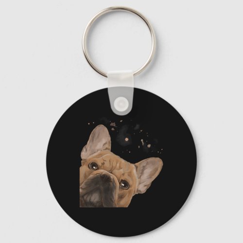 Curious Frenchie Dog French Bulldog  Keychain