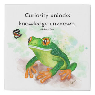 Curious Frog and Butterfly Inspirational Faux Canvas Print