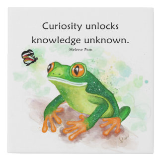 Curious Frog and Butterfly Inspirational Faux Canvas Print