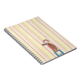 Curious George Pink and Yellow stripe notebook