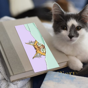 Curious Ginger Peekaboo Cat Funny Lavender Green Bookmarks