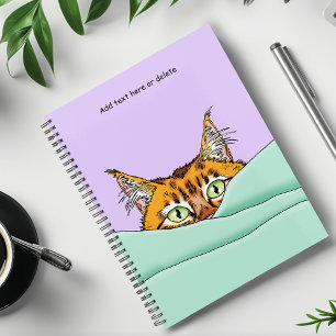Curious Ginger Peekaboo Cat Funny Lavender Green Planner