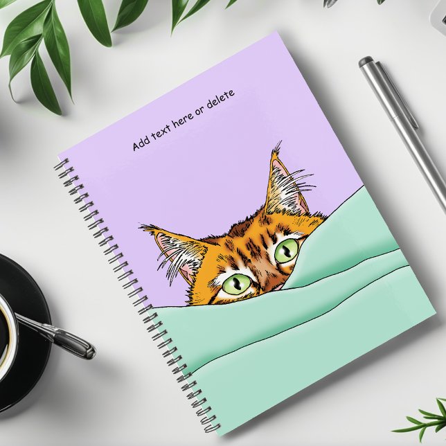 Curious Ginger Peekaboo Cat Funny Lavender Green Planner (Creator Uploaded)