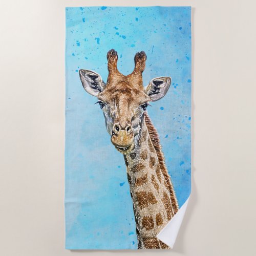 Curious Giraffe Beach Towel