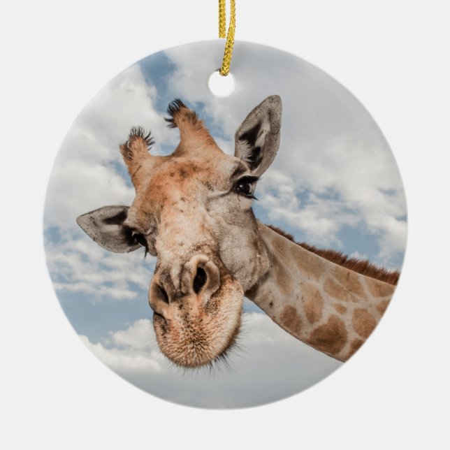 Curious Giraffe Ceramic Ornament (Front)