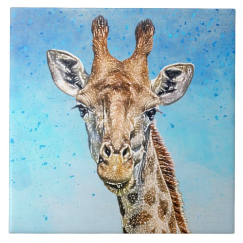 Curious Giraffe Ceramic Tile