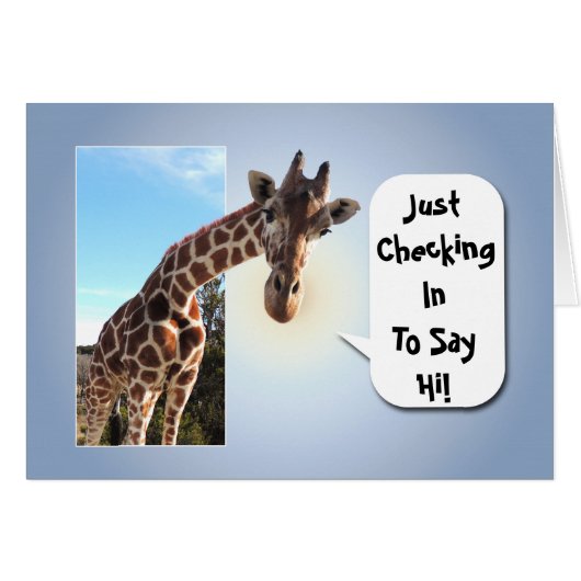 Curious Giraffe Just Checking In to Say Hi Cards (Front Horizontal)