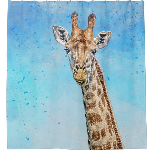 Curious Giraffe Shower Curtain