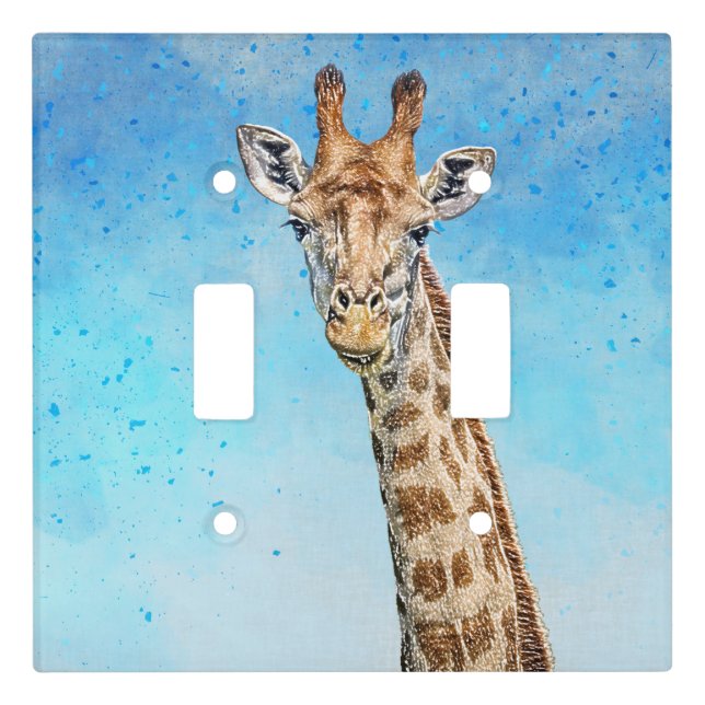 Curious Giraffe with Blue Confetti Sky Light Switch Cover (Front)