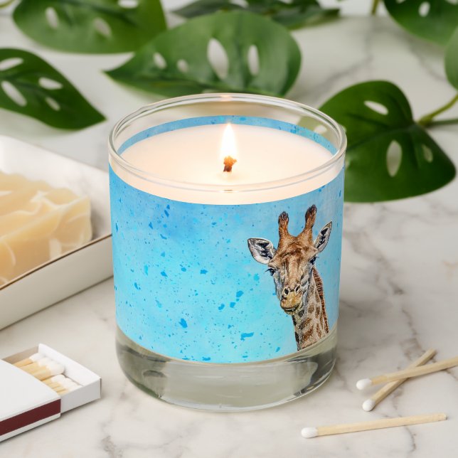 Curious Giraffe with Blue Confetti Sky Scented Candle (Lit)