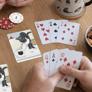Curious Gray White Cat Funny Tea Mug Kitchen Poker Cards