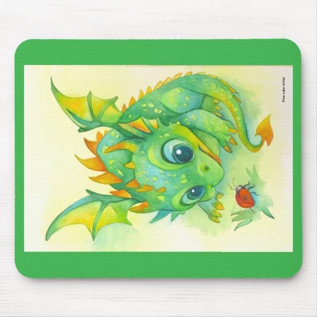 Curious Green Dragon Mouse Pad (Front)
