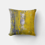 &#39;curious&#39; Grey And Yellow Abstract Art Pillow at Zazzle