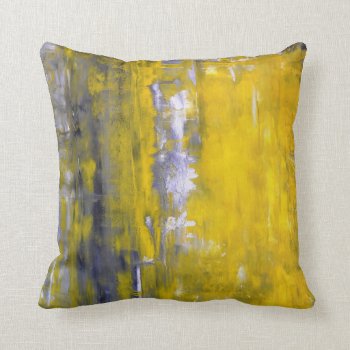 'curious' Grey And Yellow Abstract Art Pillow by T30Gallery at Zazzle
