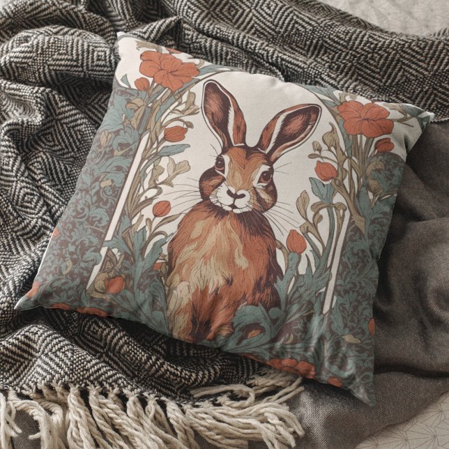 Curious Hare William Morris Inspired Floral Throw Pillow (Creator Uploaded)