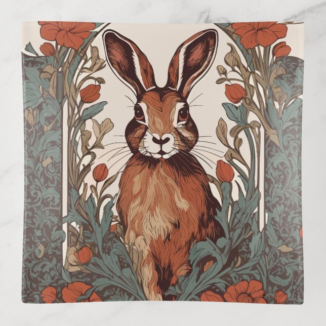 Curious Hare William Morris Inspired Floral Trinket Tray (Front)