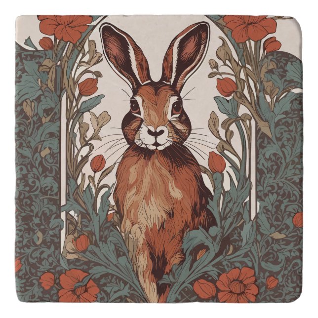 Curious Hare William Morris Inspired Floral Trivet (Front)