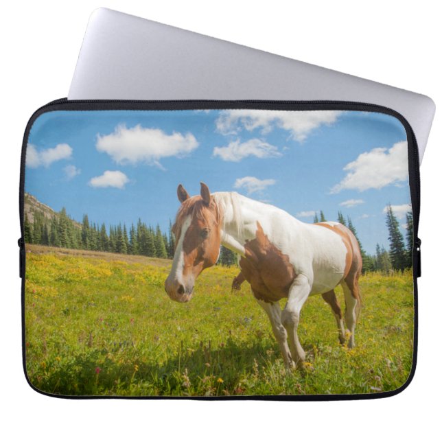 Curious Horse in an Alpine Meadow in Summer Laptop Sleeve (Front)