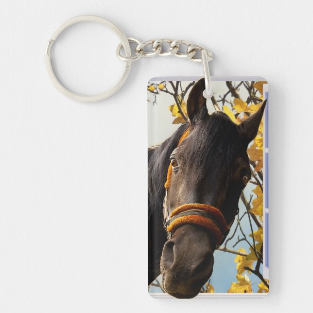 Curious Horse Looking Through The Kitchen Window Keychain (Front)