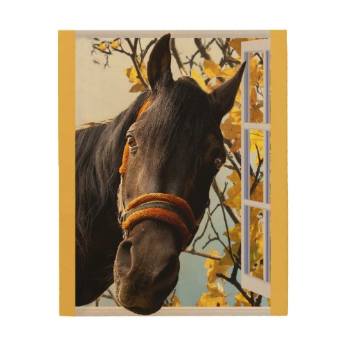 Curious Horse Looking Through The Kitchen Window Wood Wall Decor