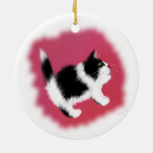 Curious Kitten Ceramic Ornament