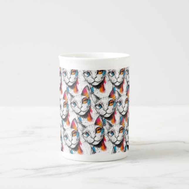 Curious Kitty  Bone China Mug (Front)