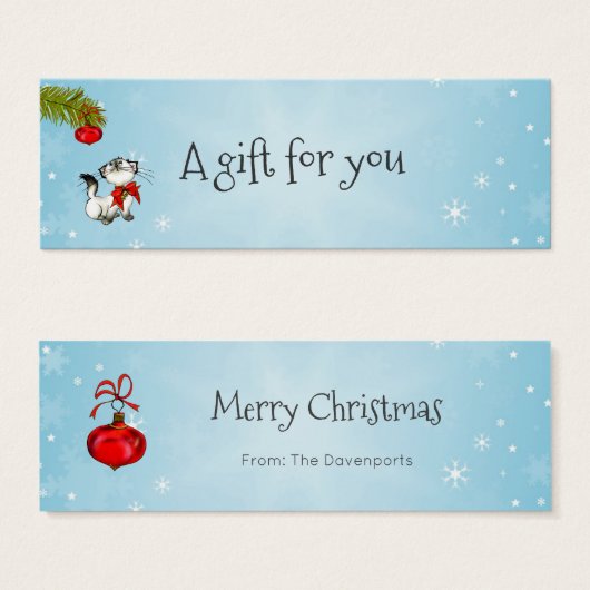 Curious Kitty Cat In A Red Christmas Bow (Front & Back)