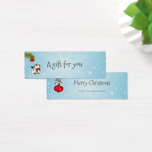 Curious Kitty Cat In A Red Christmas Bow (Desk)