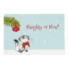 Curious Kitty Cat In A Red Christmas Bow