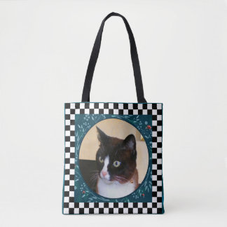Curious Kitty-Cat Watching Ladybugs Tote Bag