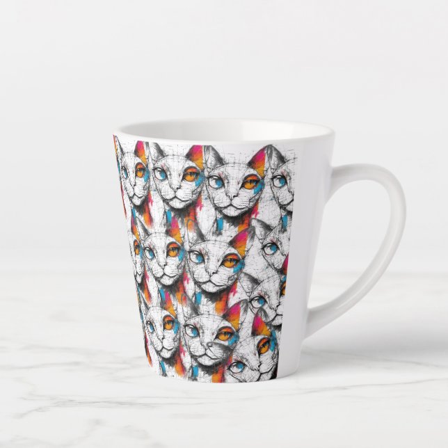 Curious Kitty  Latte Mug (Right)