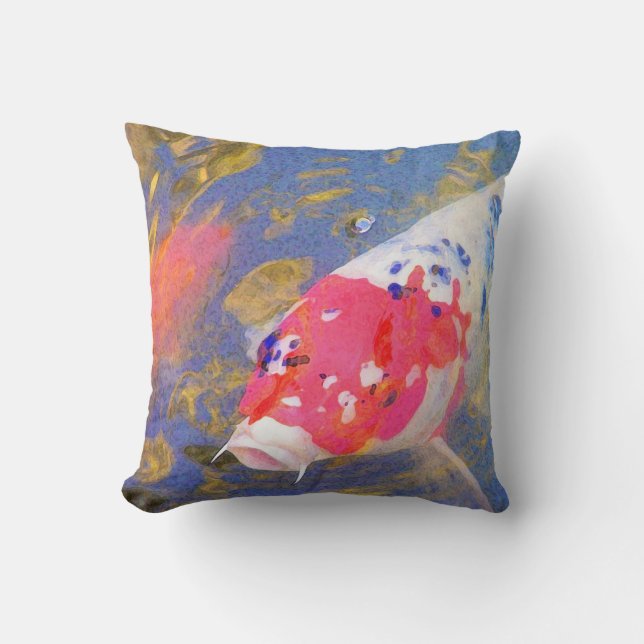 Curious Koi Throw Pillow (Front)