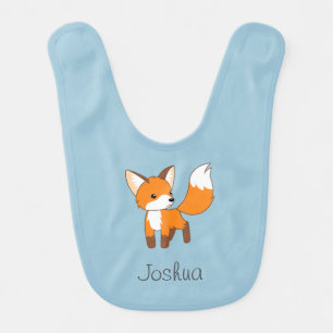 Curious Little Fox Blue Baby Bib