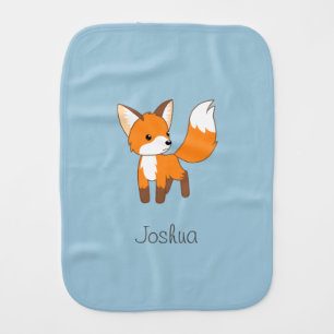 Curious Little Fox Blue Baby Burp Cloth