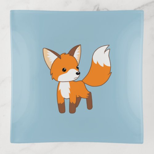 Curious Little Fox Blue Trinket Tray