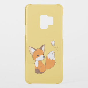 Curious Little Fox Watching Butterfly on Yellow Uncommon Samsung Galaxy S9 Case
