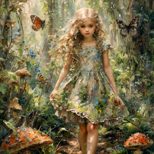 Curious Little Girl in a Whimsical Scene Tissue Paper