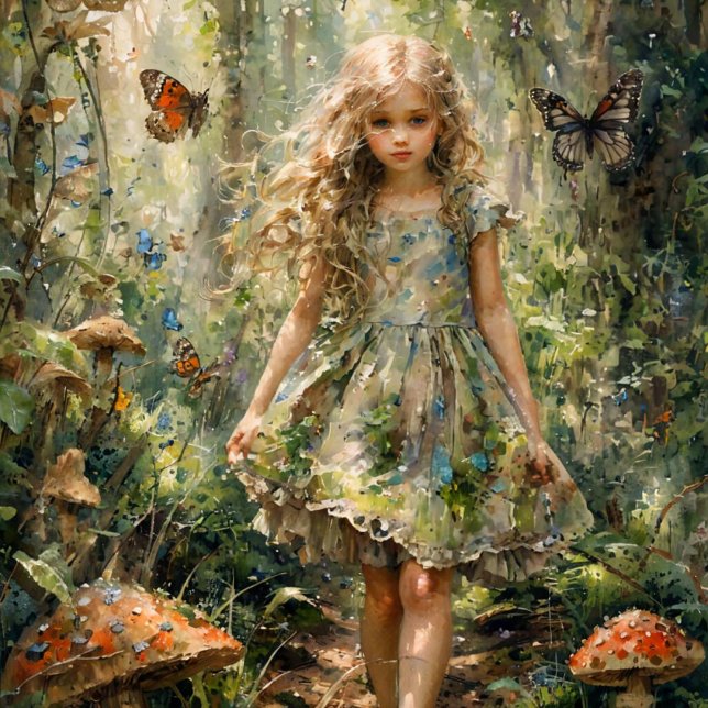 Curious Little Girl in a Whimsical Scene Tissue Paper (Creator Uploaded)