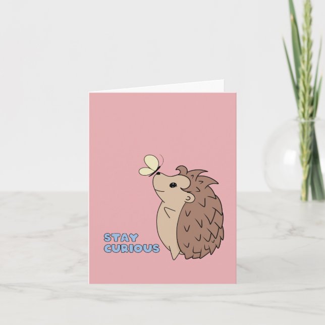 Curious Little Hedgehog Holiday Card (Front)