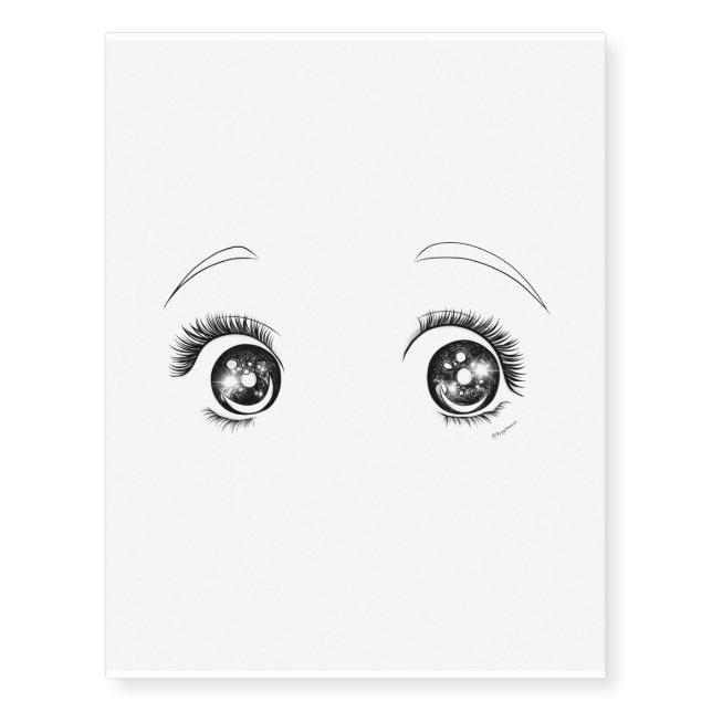 Curious Manga Girl Temporary Tattoos (Front)