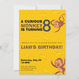 Curious Monkey Birthday Invite | Banana Jungle