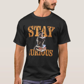 Curious Monkey Reading Book Lover Librarian Studen T-Shirt