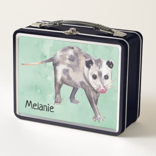 Curious Opossum Add Your Own Name Metal Lunch Box