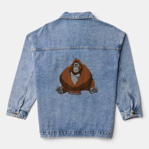 Curious Orangutan Animal Art  Denim Jacket