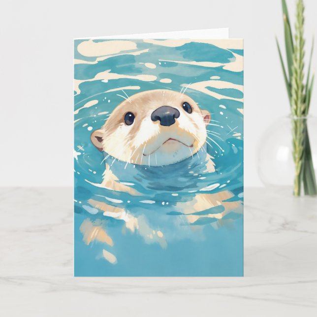 Curious Otter in Sparkling Waters Card (Front)