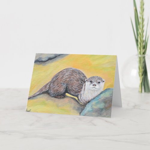 Curious Otter Painting Card