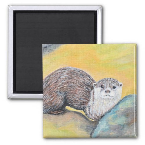 Curious Otter Painting Magnet