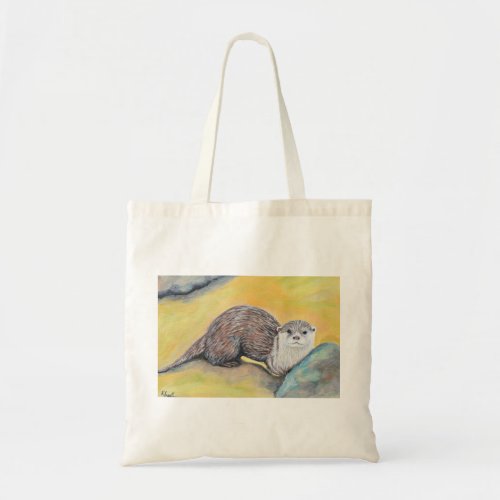Curious Otter Painting Tote Bag