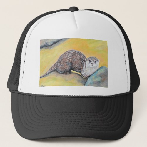 Curious Otter Painting Trucker Hat